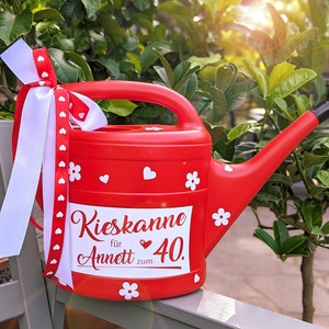 Geldgeschenk „Kieskanne“ zum Geburtstag, Jubiläum, besonderen Anlässen - mit individueller Beschriftung und Herzchen-Sticker