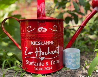 Regalo in contanti "Kieskanne" | Regalo di nozze con nome e data – Per matrimoni, compleanni, nozze d'argento, anniversari – con adesivi a forma di cuore