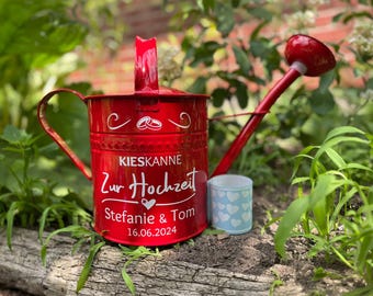 Annaffiatoio personalizzato come regalo di nozze | Per compleanni, anniversari di matrimonio d'argento, anniversari, cresime | Annaffiatoio regalo in denaro + adesivo