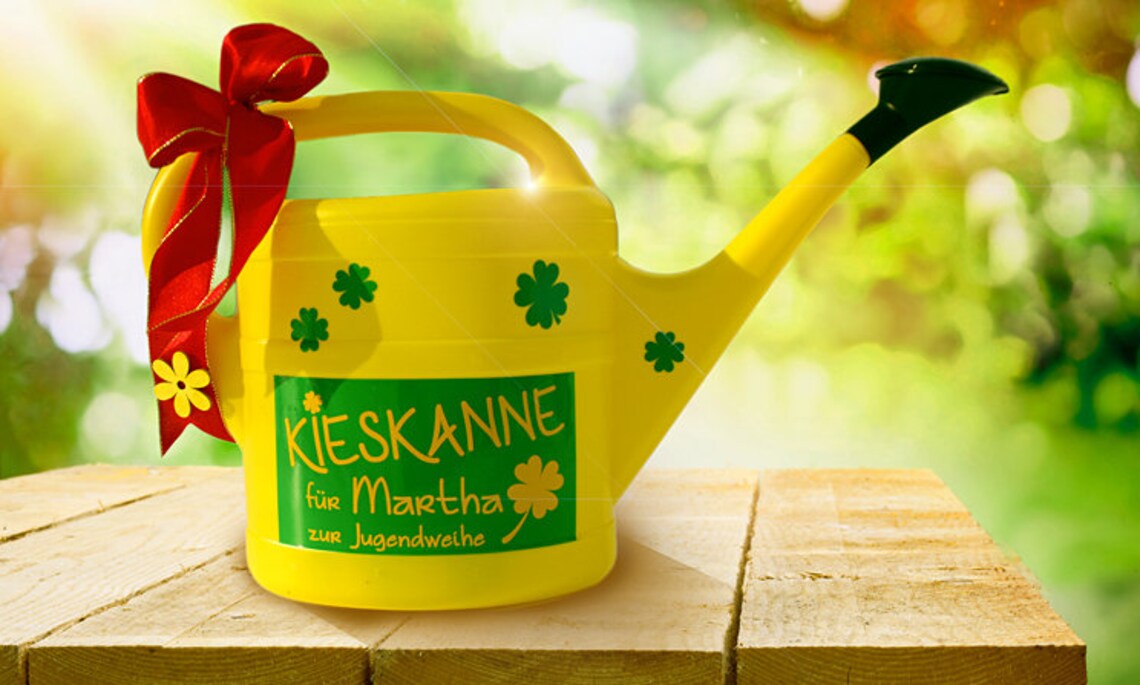Geldgeschenk Kieskanne in Gelb 5l zum Geburtstag für Etsy