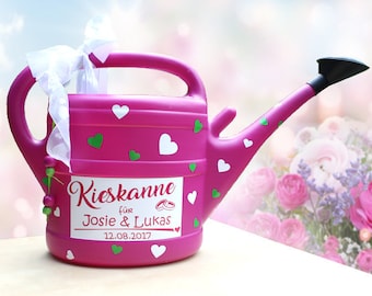 Geldgeschenk „Kieskanne“ zur Hochzeit - Lila - 10l / personalisierte Gießkanne, für Hochzeitspaare