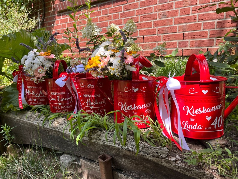 Geldgeschenk Kieskanne zur Hochzeit und anderen Anlässen Gießkanne in Rot Bild 8