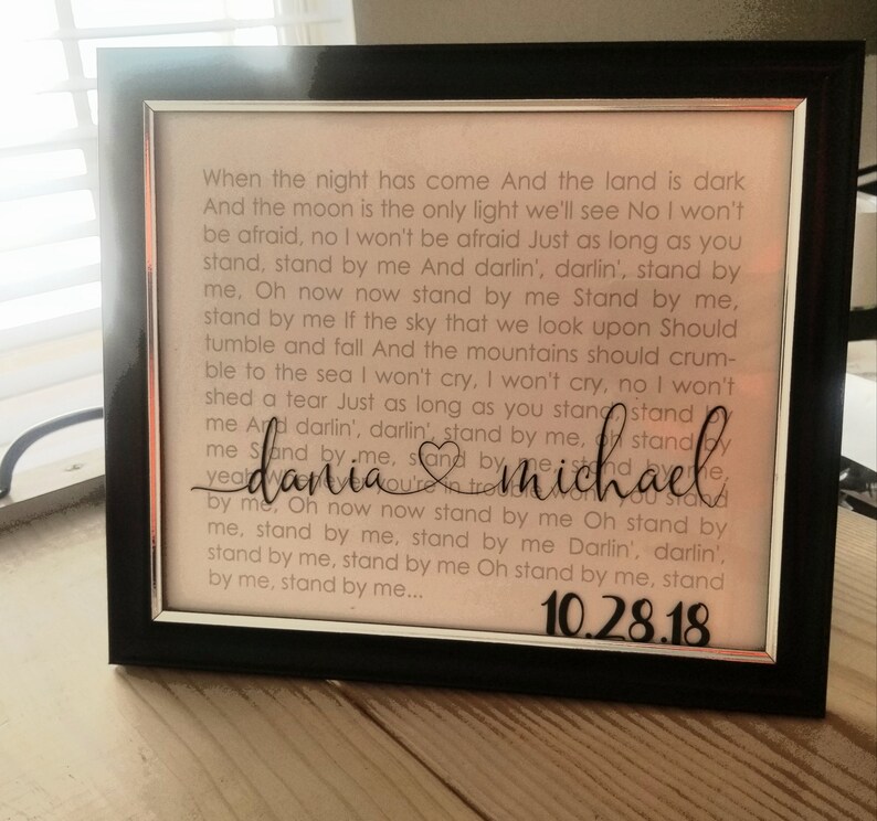 Wedding Keepsake First Dance Song Lyrics Includes Frame Etsy