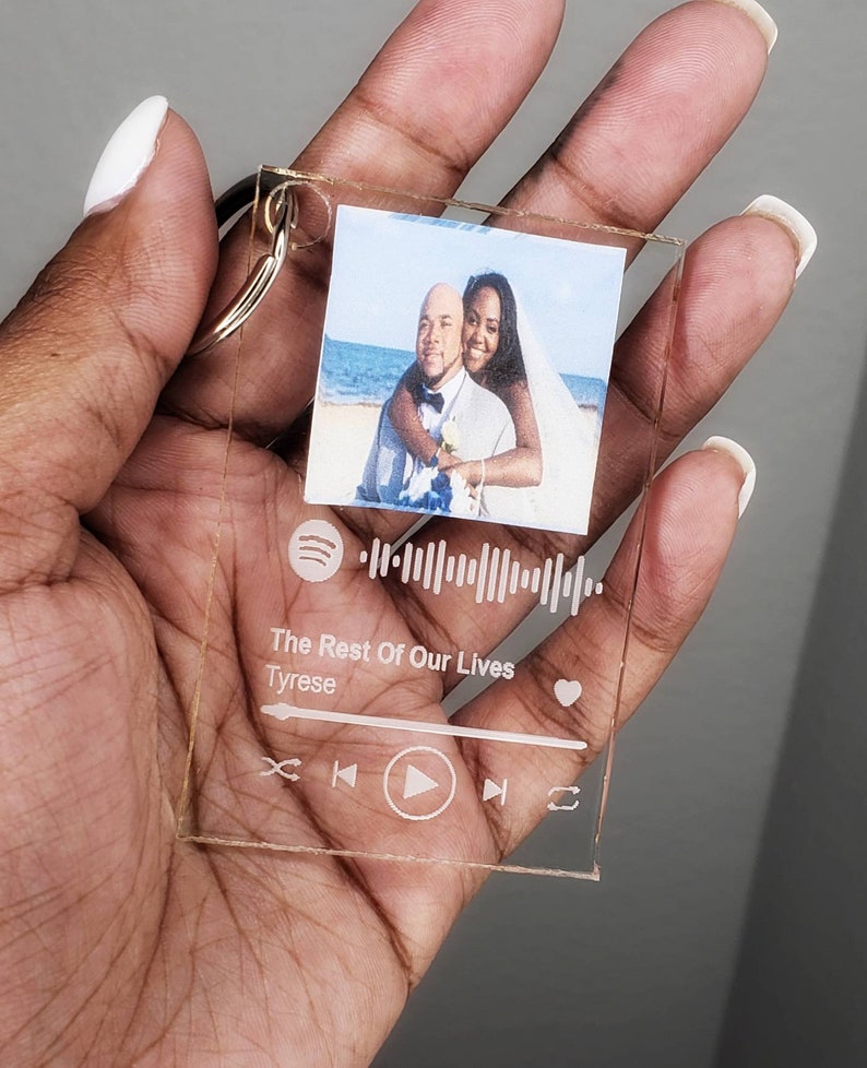 Engraved Custom Acrylic Song Keychain w/ scannable Spotify Etsy