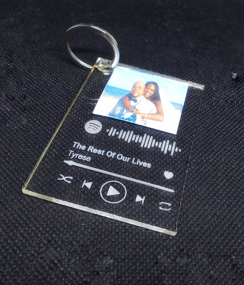 Engraved Custom Acrylic Song Keychain w/ scannable Spotify Etsy