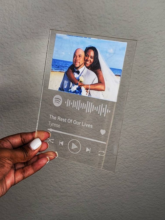 Engraved Custom Acrylic Song Plaque w/ scannable Spotify link | Etsy