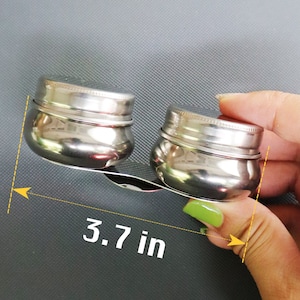 Single or Double Dipper Stainless Steel Travel Palette Cup with Screw Lid, Oil Painting Palette Cup, Travel Portable Container