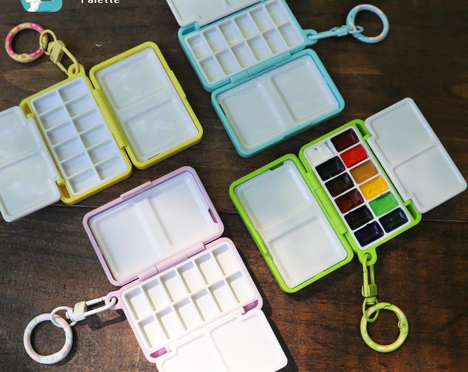 Portable Watercolor Travel Palette | 12 Color Mini Palette with Holbein Paint | Compact Painting Set for Artists, Travelers | Artist Gift