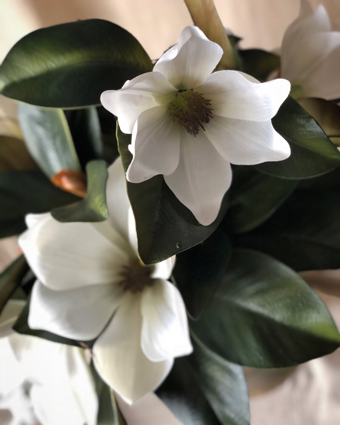 Real Touch Magnolia Luxury White Artificial Floral Etsy