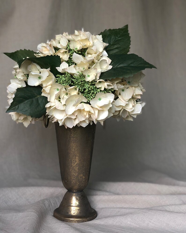 White Hydrangea Real Touch Ivory Silk Floral Arrangement Etsy