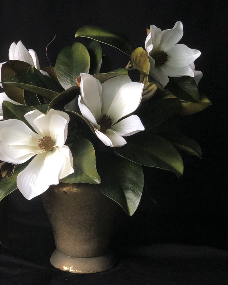 Magnolia Flower White Artificial Floral Arrangement in a Etsy