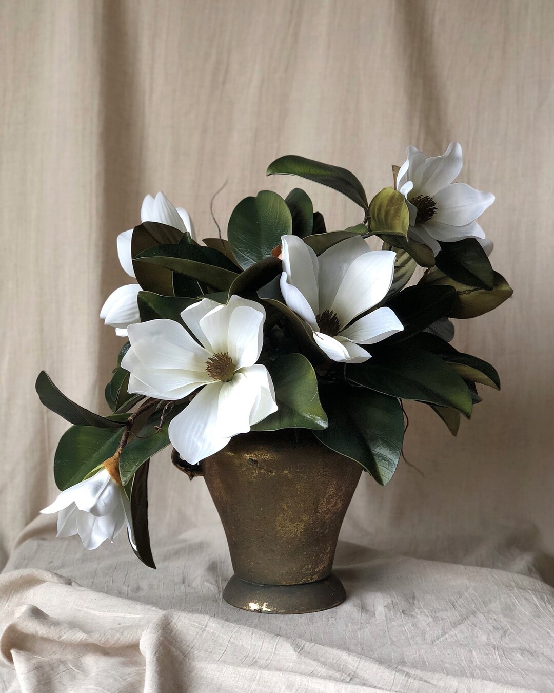 Real Touch Magnolia Luxury White Artificial Floral Etsy