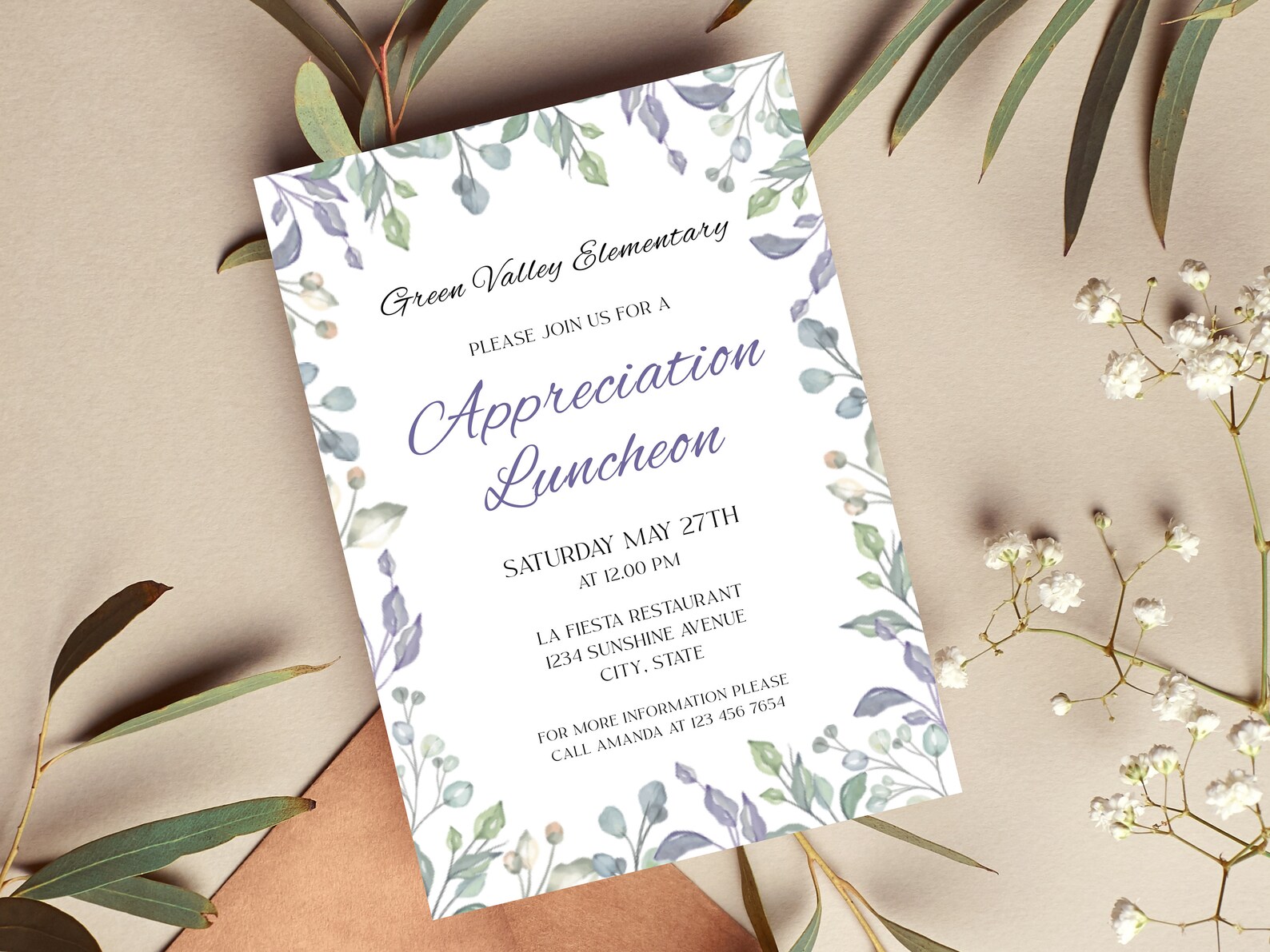 Appreciation Luncheon Invitation Template, Grateful Teacher Invitation ...