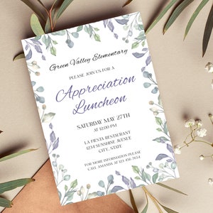 Appreciation Luncheon Invitation Template, Grateful Teacher Invitation ...