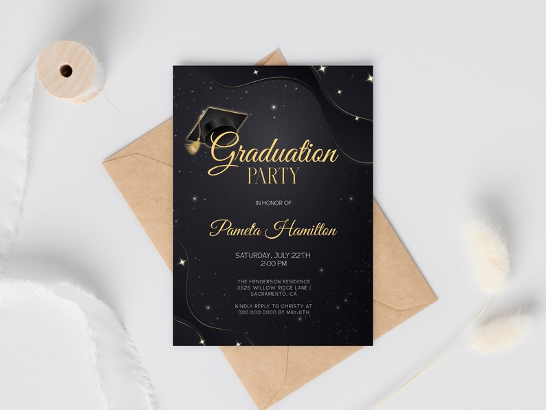 Graduation Party Invitation Template, Graduation Save the Date Card