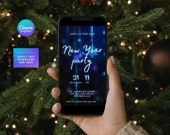 New Years Party Video Invitation template, 2023 New Years Party Invitation, Editable NYE Party Invite, New Years animated invitation