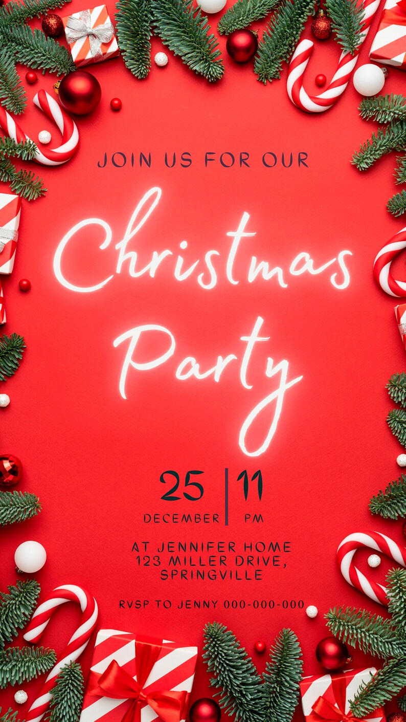 Christmas Animated Invitation Templates Digital Invitation Etsy