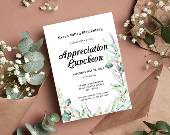 Appreciation Luncheon Invitation Template, Grateful Teacher Invitation ...