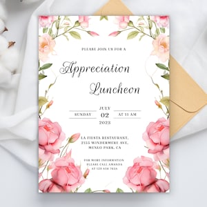 Appreciation Luncheon Invitation Template, Grateful Teacher Invitation ...