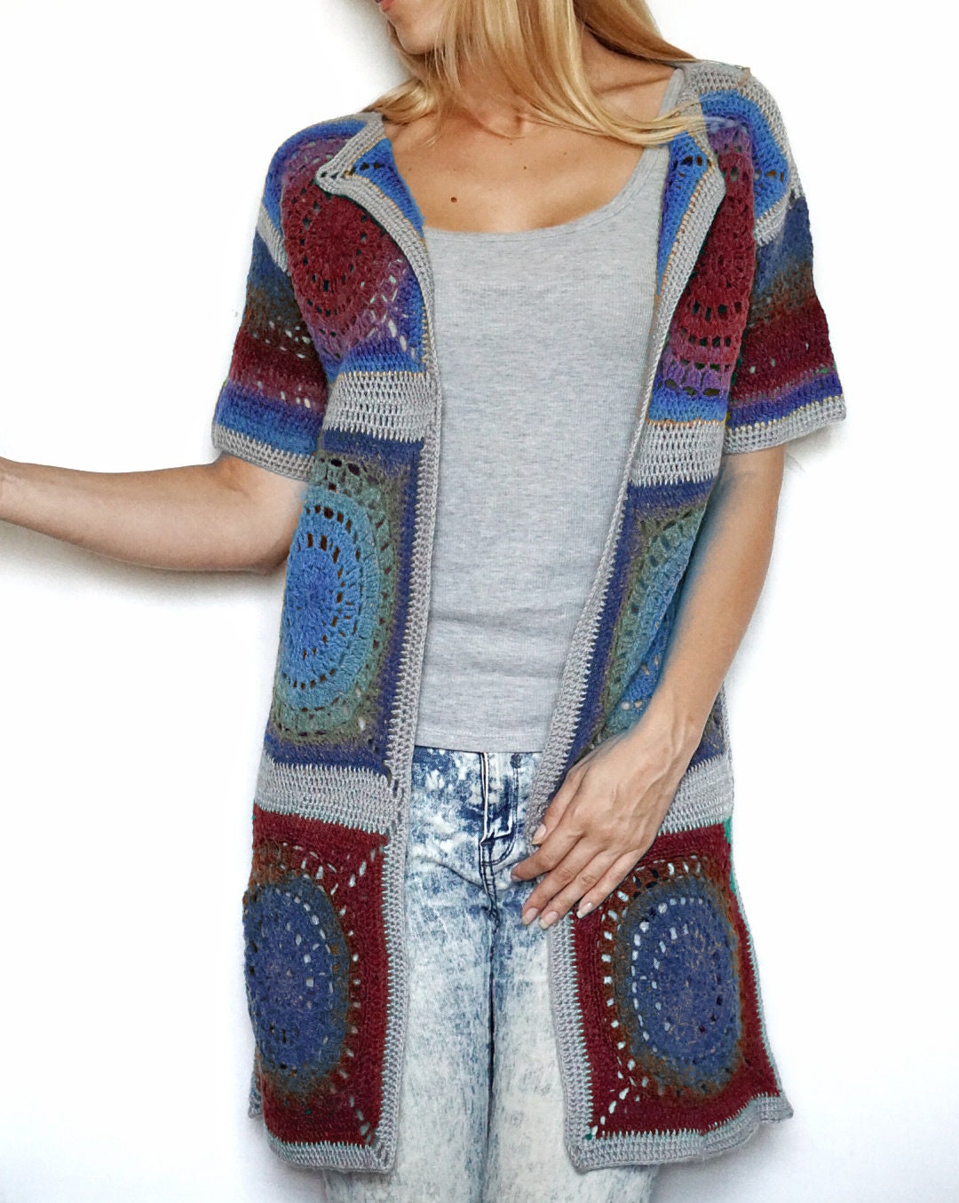 Crochet granny square cardigan pattern womens cardigan Etsy