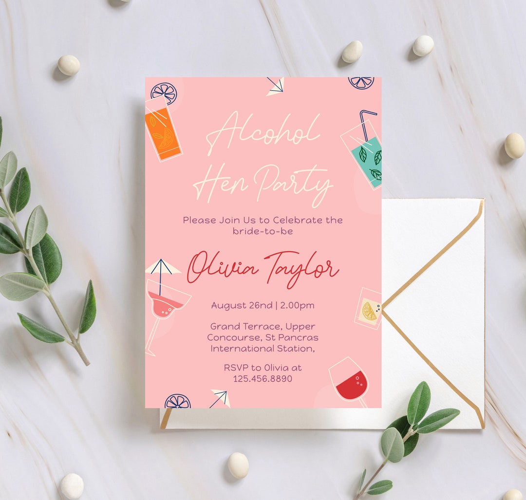 Hen Party Invitation Template, Bridal Shower Invitation, Bachelorette