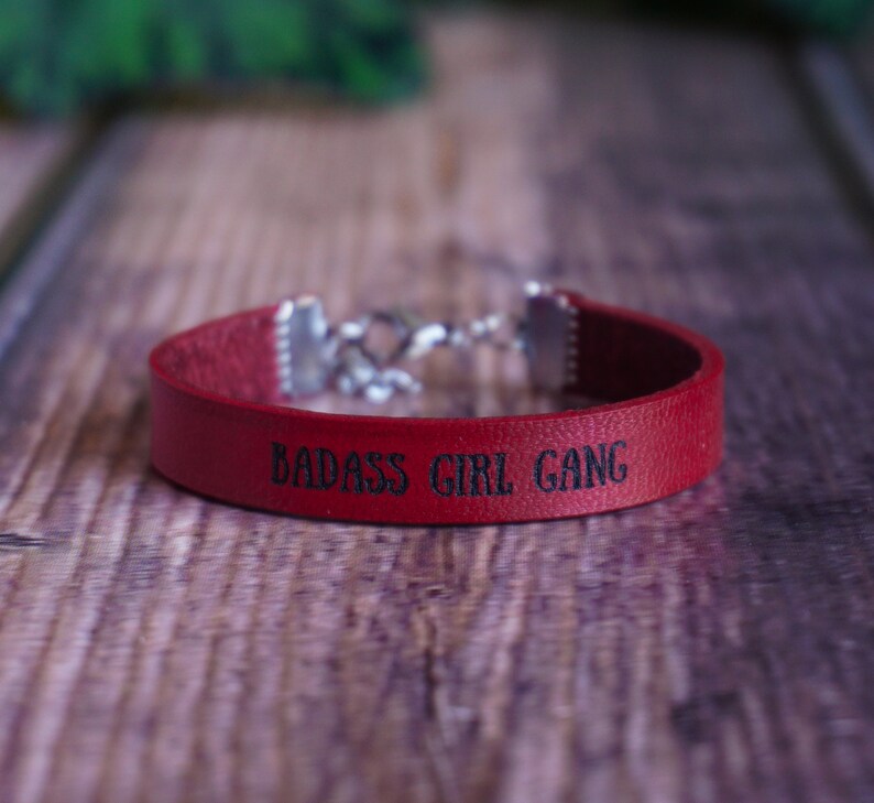 BADASS GIRL GANG Bracelet Leather Bracelet Engraved Etsy