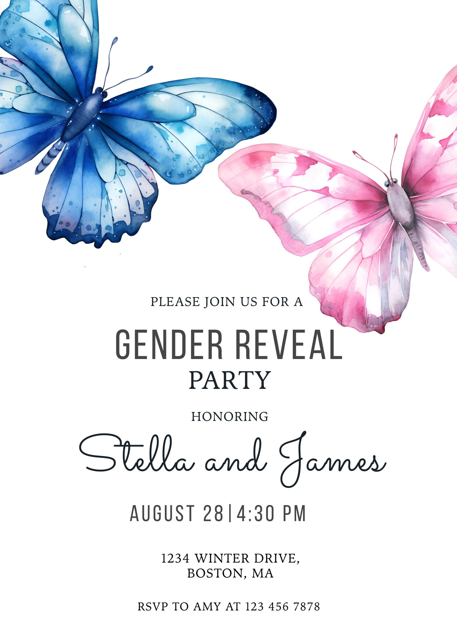 Gender Reveal Party Invitation Template, Baby Boy or Girl Party ...