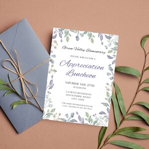 Appreciation Luncheon Invitation Template, Grateful Teacher Invitation ...