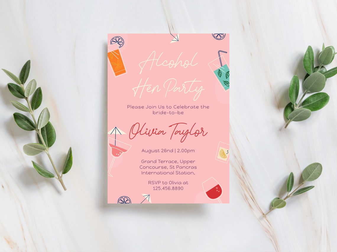 Hen Party Invitation Template, Bridal Shower Invitation, Bachelorette