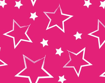 50cm Dekostoff 100% Baumwolle B-Ware mit Druckfehlern Sterne Pink Kinderstoff Mädchen