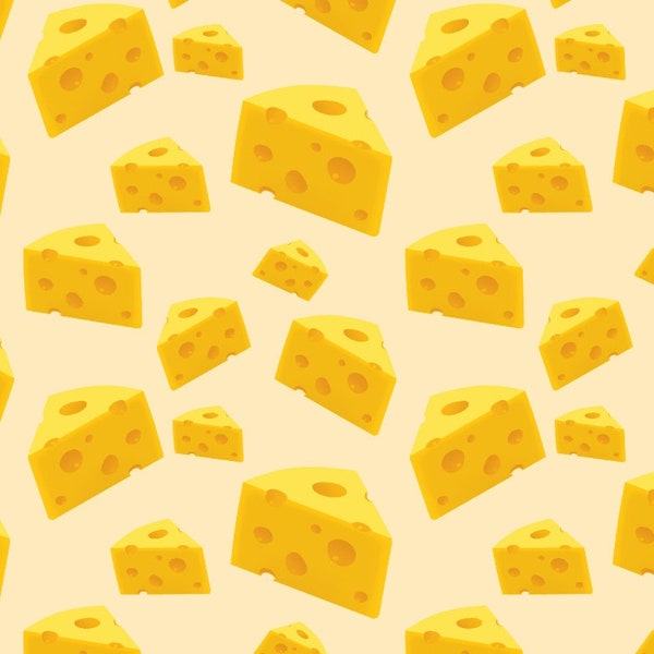 50cm Dekostoff 100% Baumwolle Käse Gelb Käsestücke