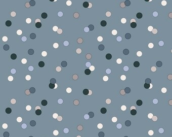 50cm  Dekostoff 100% Baumwolle Blau mit Punkten Dots