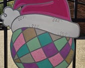 Hand-Painted Pastel Santa Hat Disco Ball Door Hanger