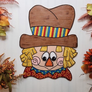 Whimsical Scarecrow Fall Door Hanger: Colorful Harvest Decor