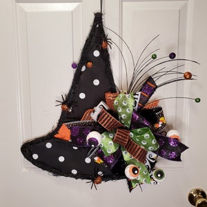 Grapevine Witch Hat Door Hanger, Halloween Door Hanger, Grapevine Halloween Wreath, Witch Hat Door Hanger, Halloween Witch Hat Decor