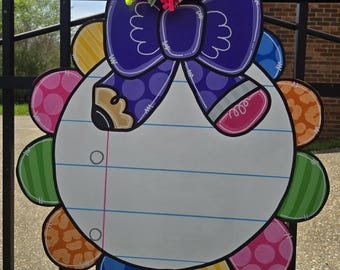 Personalized Scalloped Teacher Door Hanger, Hand Painted Wood Decor, Teacher Appreciation Gift