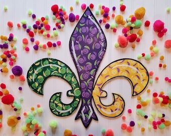 Mardi Gras Fleur de Lis Door Hanger, Mardi Gras Door Hanger, Fleur de Lis Door Hanger, Mardi Grad Sign, New Orleans Door Hanger, Mardi Gras