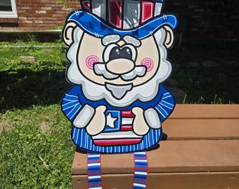 Hand Cut Uncle Sam Door Hanger: Patriotic Decor