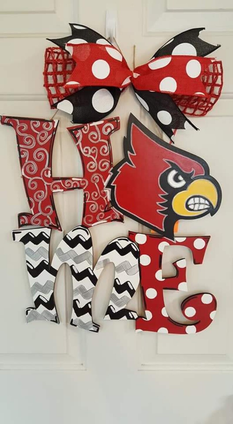 Louisville Cardinals HOME Sign Louisville Door Hanger Etsy