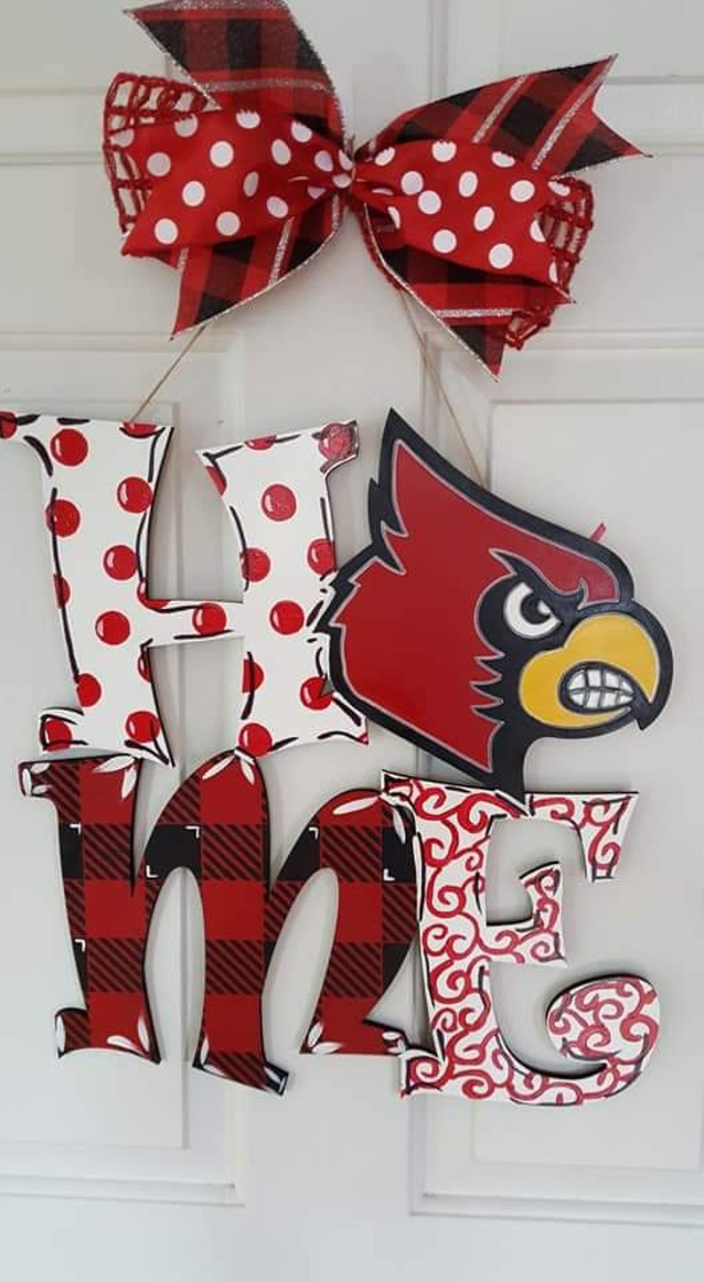 Louisville Cardinals HOME Sign Louisville Door Hanger Etsy