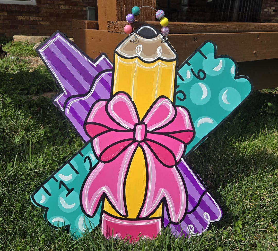 Hand Painted Pencil Door Hanger: Teacher Back to School Decor - Etsy