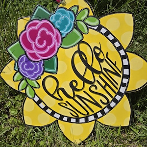 Hello Sunshine Door Hanger, Sunshine Door Hanger, Hello Door Hanger, Summer Door Hanger, Floral Door Hanger, Hello Sunshine Door Decor