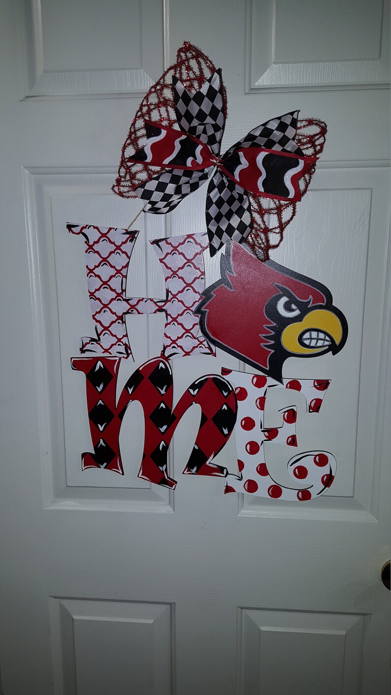 Louisville Cardinals HOME Sign Louisville Door Hanger Etsy