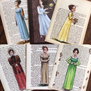 Jane Austen Art Postcards -retratos para ratones de biblioteca - Austen Heroines - Set of 12