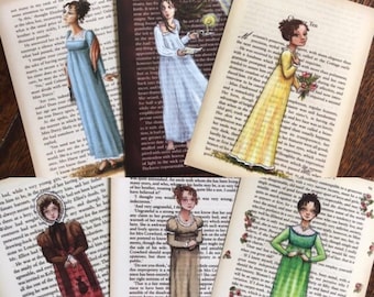 Jane Austen Art Postcards -portraits for bookworms - Austen Heroines - Set of 12