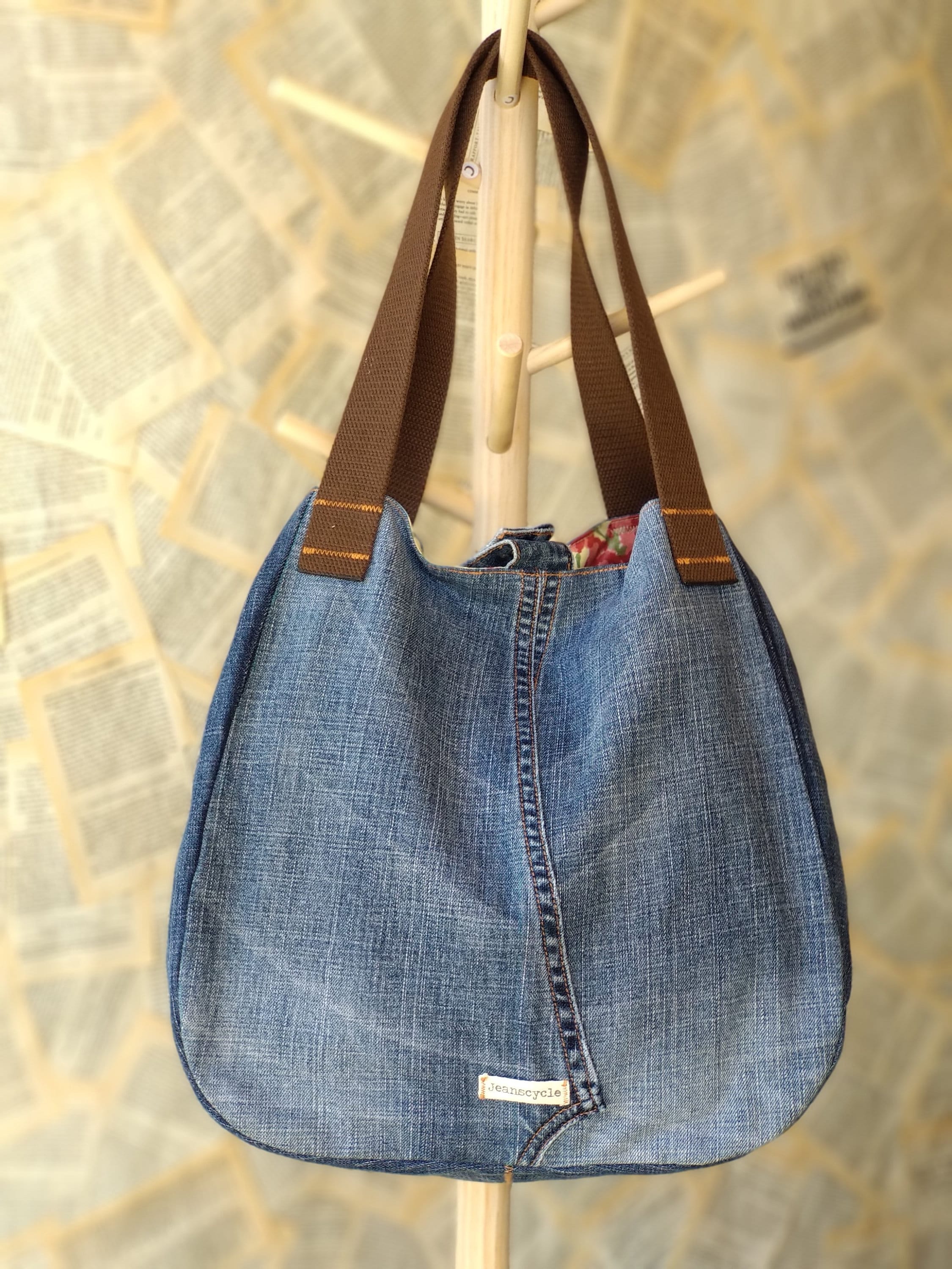 Large Recycled Upcycled Jeans Denim Tote Bag Gym Bag Diaper | Etsy