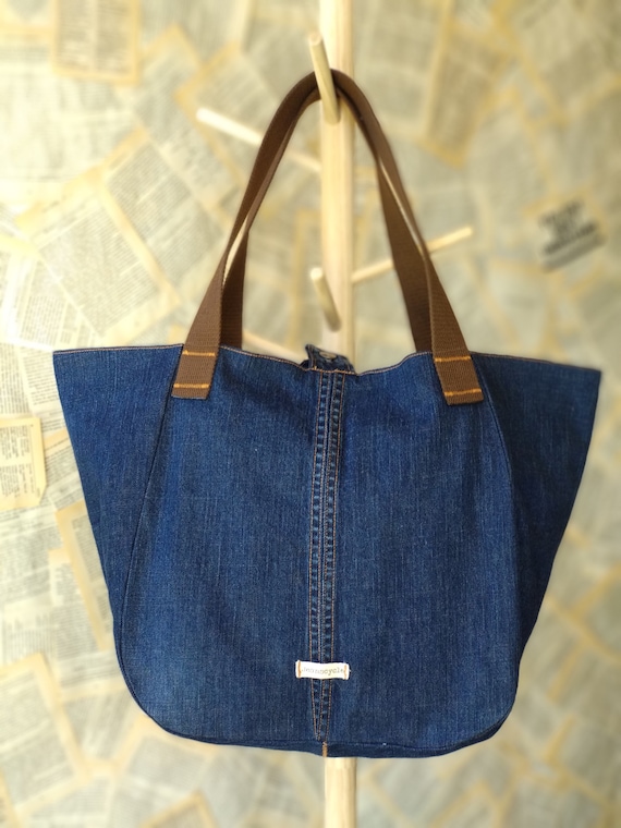 Bolsos de mezclilla reciclada grandes hot sale