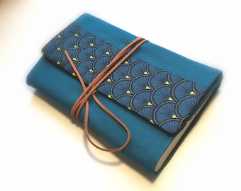 Protège livre ajustable bleu canard à motifs géométriques cadeau maîtresse cadeau Noël