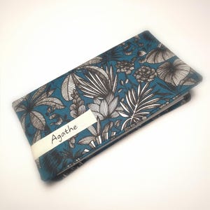 Porta libretto degli assegni, custodia per libretto degli assegni, custodia per libretto degli assegni con motivo floreale blu anatra, regalo per donna, regalo di Natale