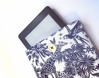 Bolsillo, protección e-reader Paperwhite Kindle patrón personalizado juguete lona jirafa azul